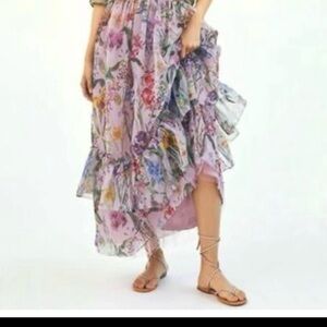Anthropologie Purple Floral Maxi Skirt